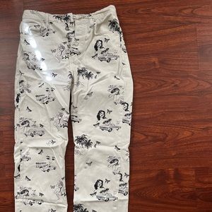 Reformation straight leg button fly patterned jeans